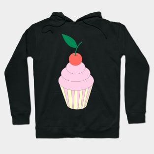 Pink Cupcake With Cherry On Top Digital Art | Melanie Jensen Illustrations Hoodie